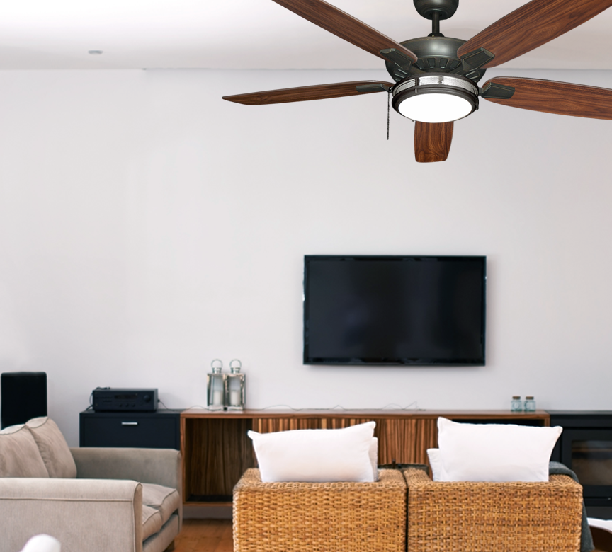 ceiling fan with light in room